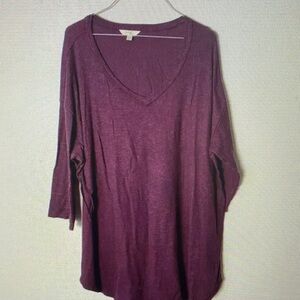 Women's Purple V-Neck Top
